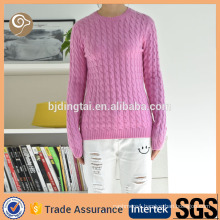 O neck wholesale fashion wool cable knitted sweater